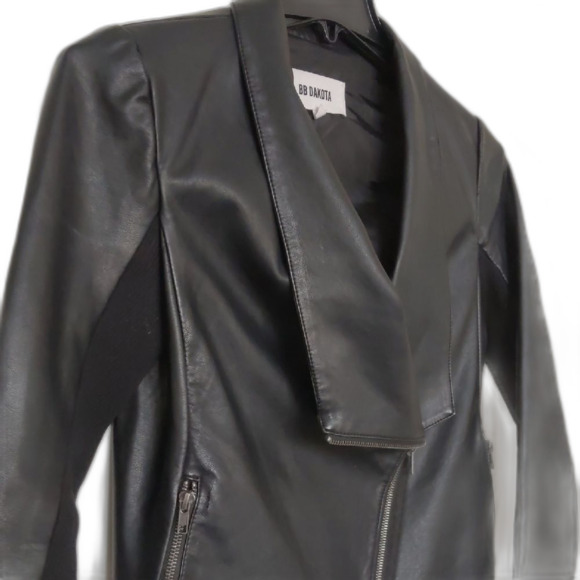 Women's BB Dakota Vegan Leather Jacket Black, Size XS - Picture 2 of 8